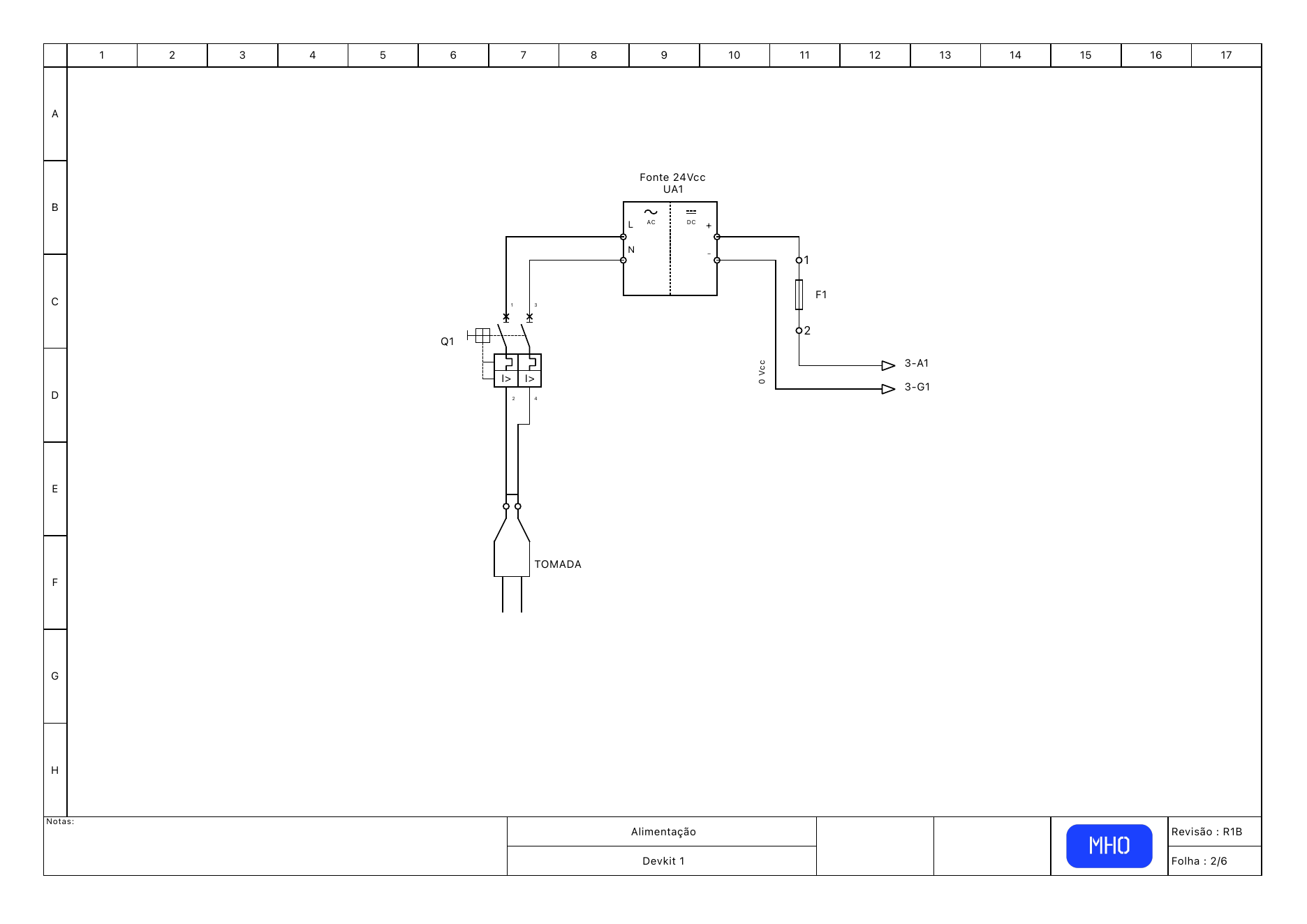 DevKit — diagrama de alimentação 24 Vcc
