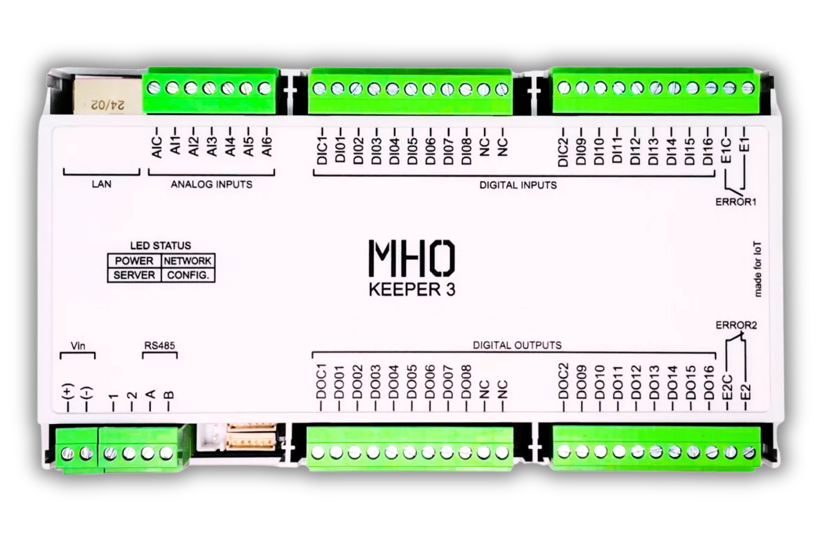 MHO Keeper — equipamento IoT para trilho DIN
