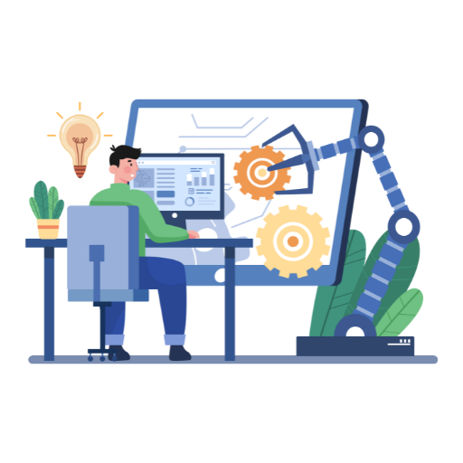Ilustração de profissional e automação